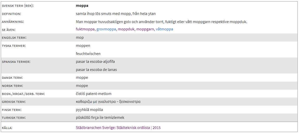 Skärmdump på NTRF-formatet som termpost